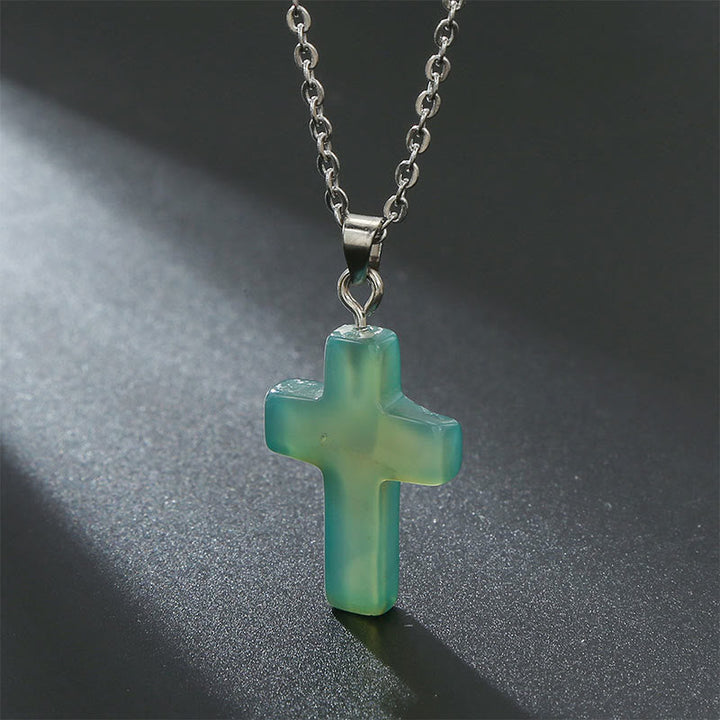 Necklace with Cross made of Natural Gemstones – Seraphina