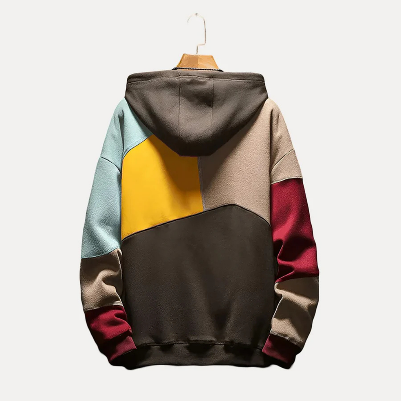 Herre hettegenser med strikket og trykt design – WinterEase