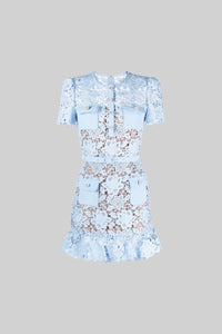 Embroidered summer mini dress with waist belt – Alina