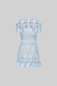 Embroidered summer mini dress with waist belt – Alina
