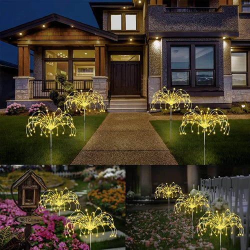 Wasserdichte Solar-Gartenlampe mit Feuerwerkeffekt – SparkGlow