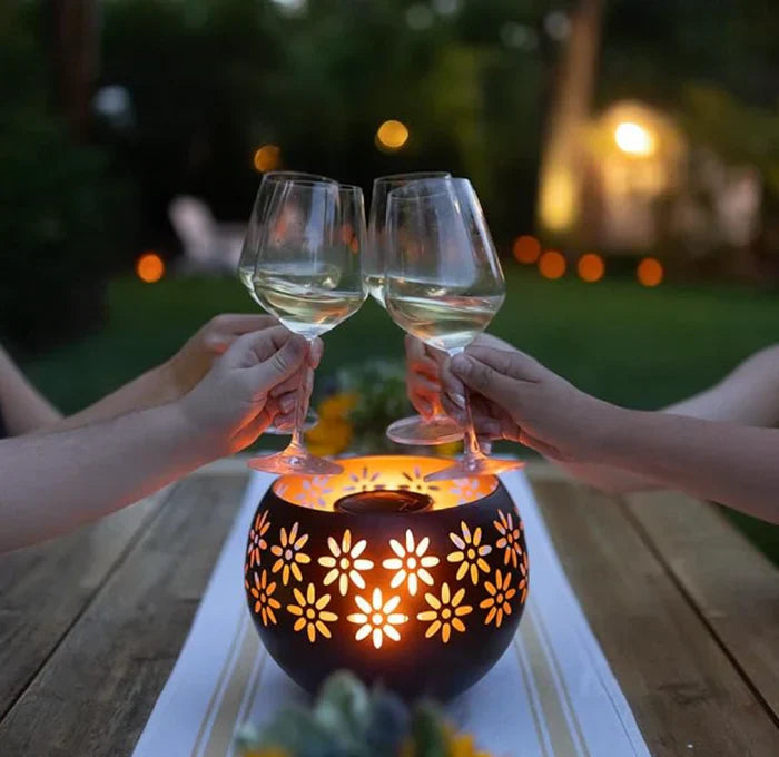 Floral Pattern Candle Lamp - FloraGlow
