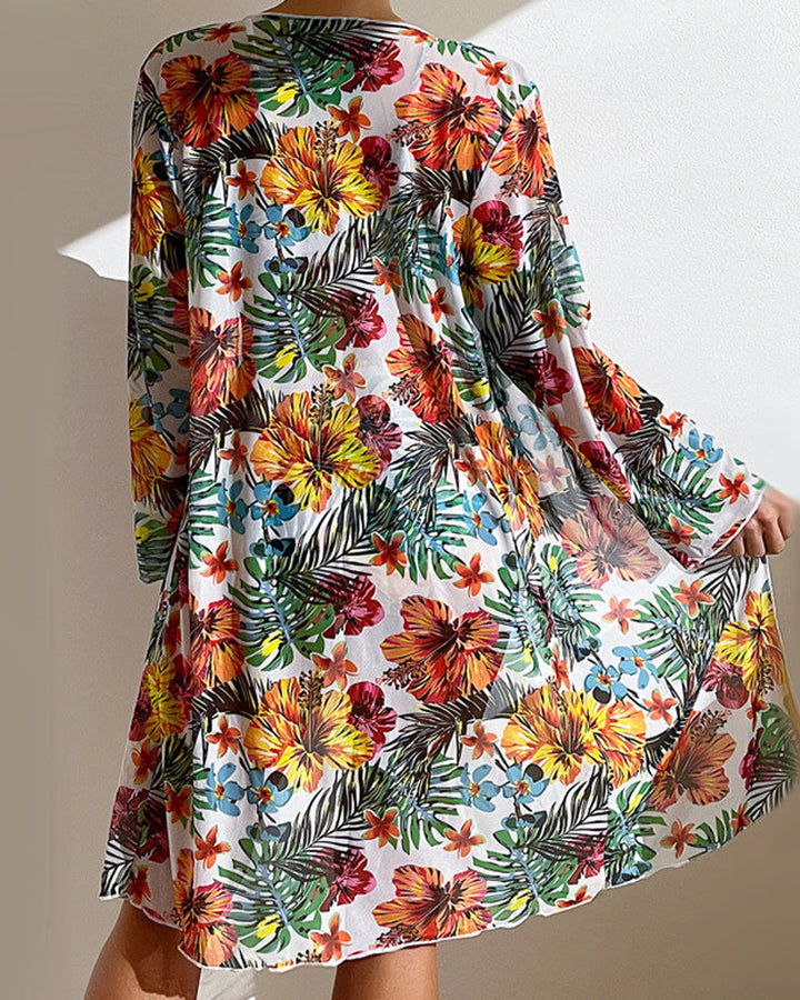 Three-piece bikini set with floral pattern – Yara