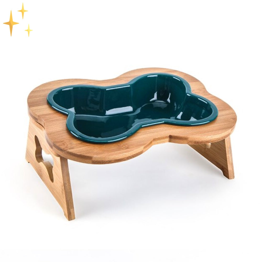 Ceramic Dog Bowl with Wooden Base – BoneFeast