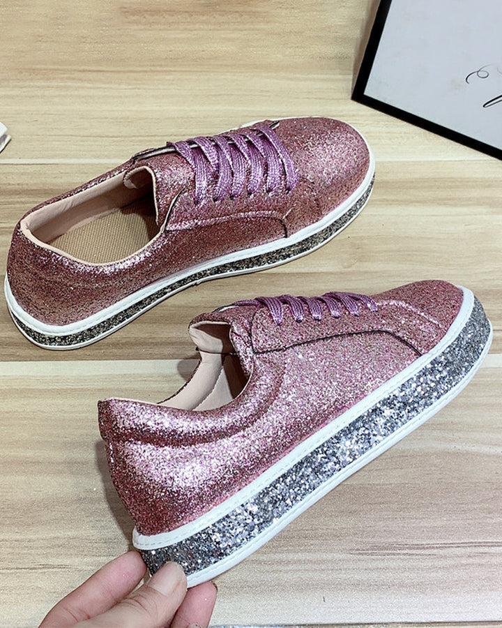 Stylish Platform Glitter Women's Sneakers - Sienna