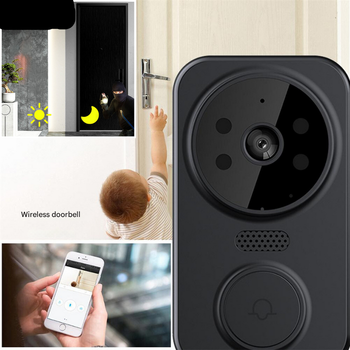 Schwarze smart Wi-Fi dørklokke med kamera – Noctiq