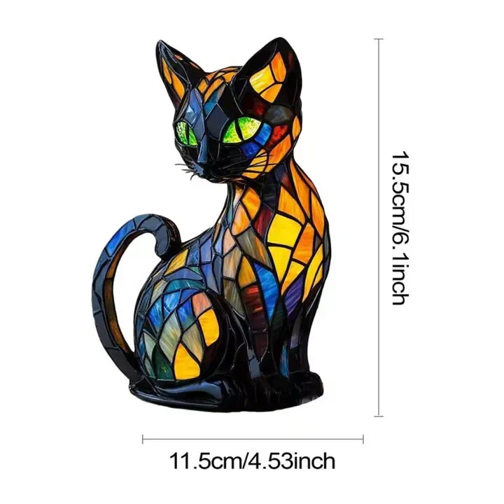Katzenlampe mit eingezeichneten Maßen: 15,5 cm Höhe und 11,5 cm Breite 7