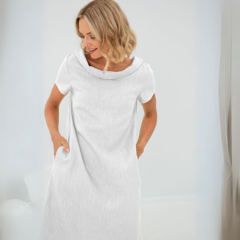 Stylish summer dress made of linen-cotton blend - LinaLuft