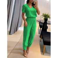 Trendy women's jumpsuit with short sleeves & wide legs – Alina