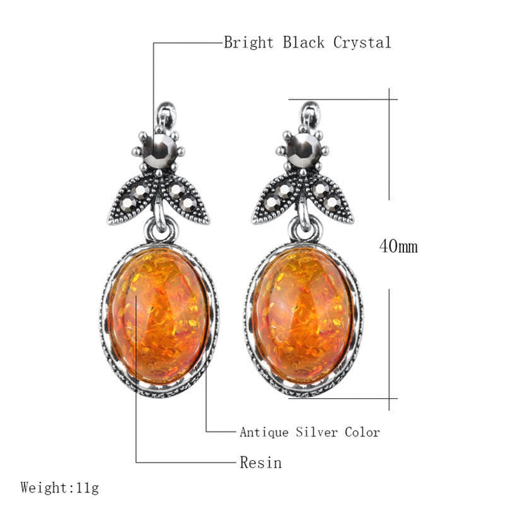 Retro flower earrings with amber - Nora