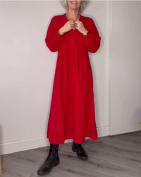 Classic midi dress with V-neck - Eleanor