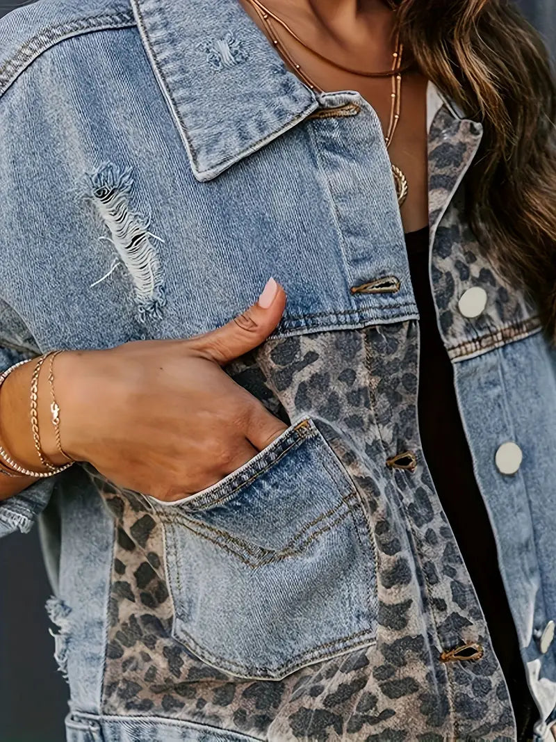 Wildly Chic Leopard Print Denim Jacket – Leona