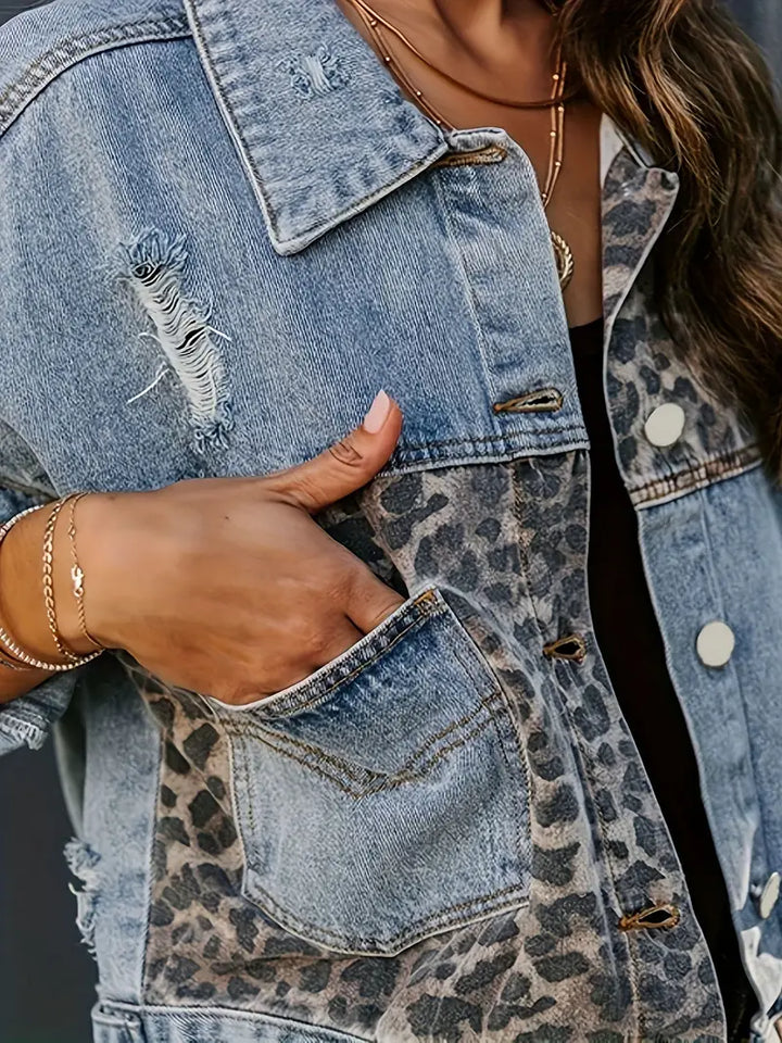 Wildly Chic Leopard Print Denim Jacket – Leona