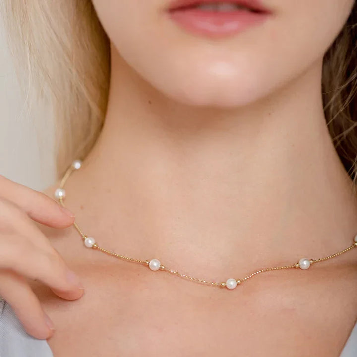 Timeless Golden Pearl Necklace – Serena