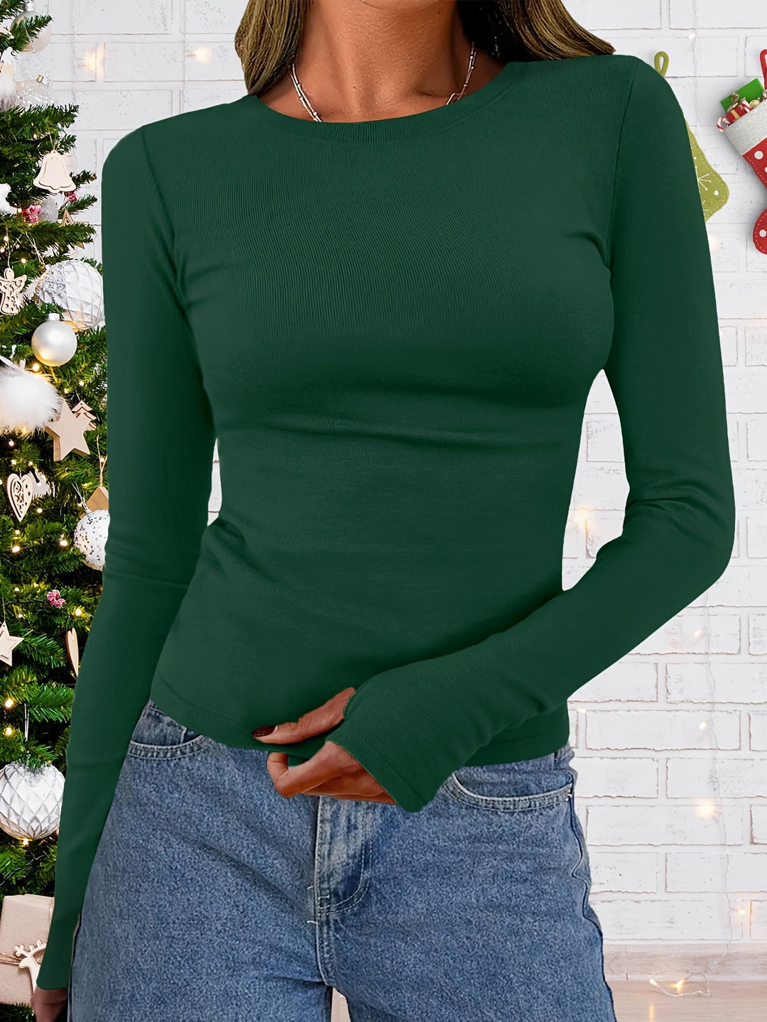 Women's Long Sleeve Top with Crew Neck for Autumn & Winter – Vivienne