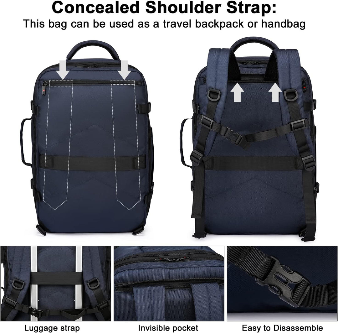 Utvidbar 45–55L vanntett reise-ryggsekk med 46,5 cm laptoplomme