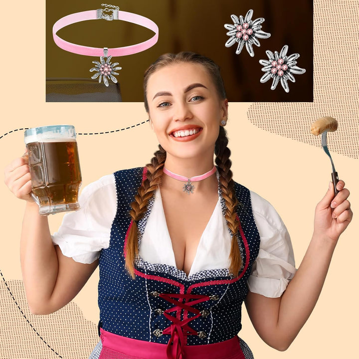 Edelweiss Jewelry Set with Velvet Ribbon – AlpenRosé Oktoberfest 2025