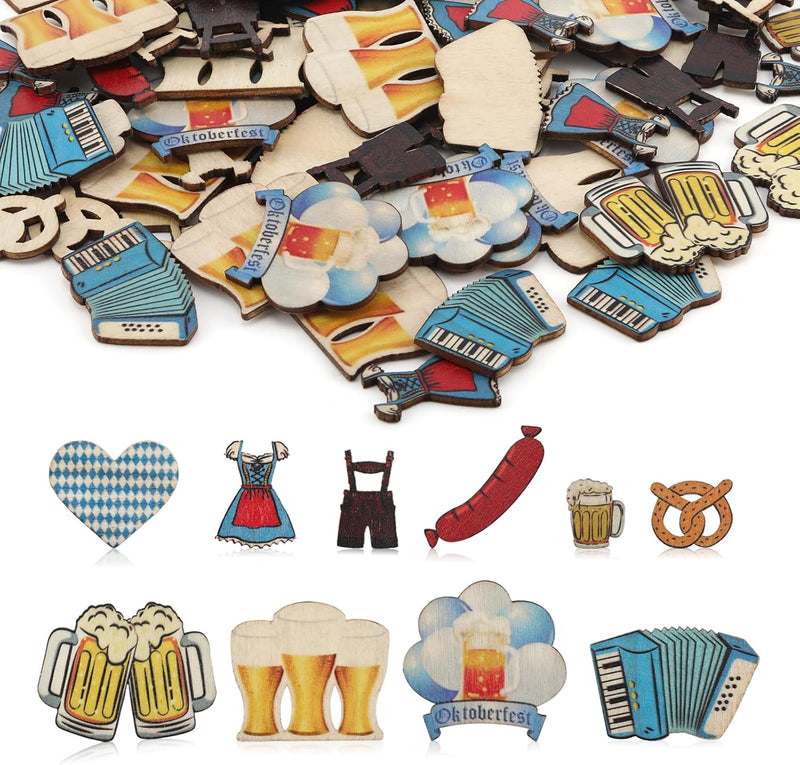 Decoración de madera Oktoberfest (set de 100) – Confeti Wiesn Oktoberfest 2025