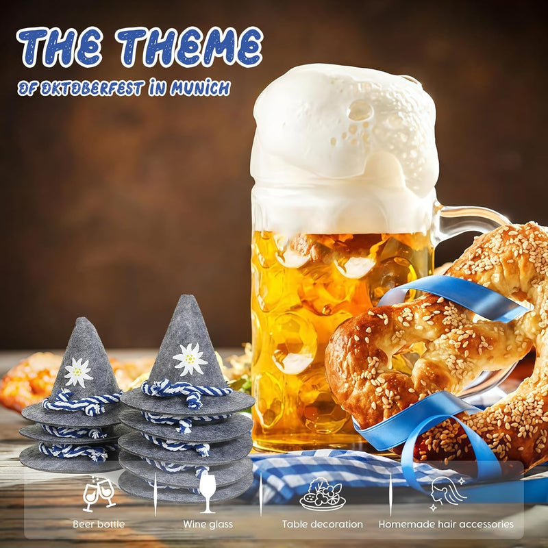 Mini traditional felt hats in a set of 12 – Edelweiss Mini Oktoberfest 2025