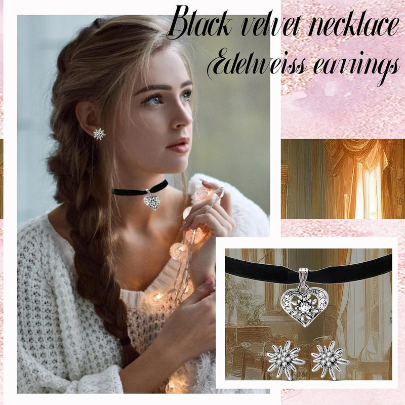 Conjunto de joyería Edelweiß con colgante de corazón – WiesnGlanz Oktoberfest 2025