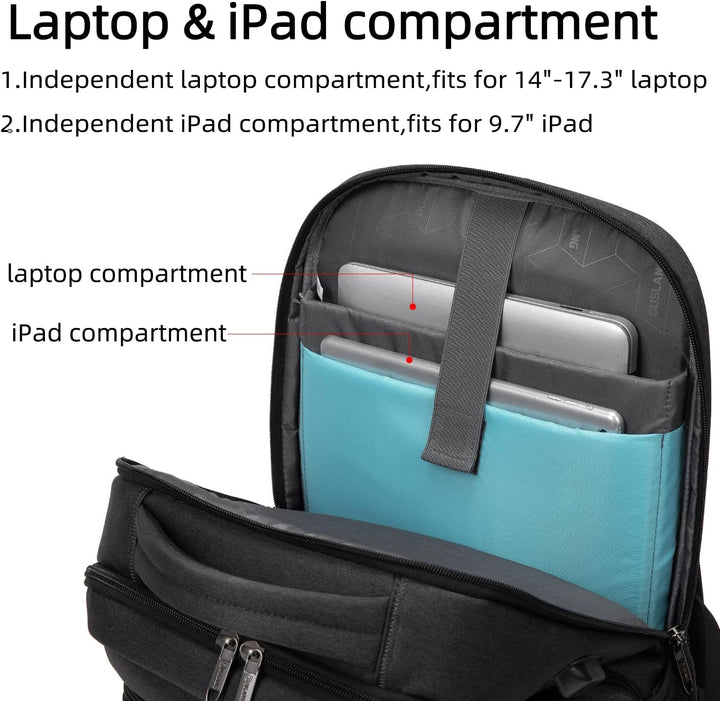 Vanntett reiselaptop-ryggsekk med USB-tilkobling og organisert oppbevaring