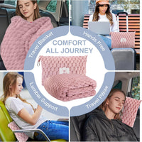 Packable Flanell-Reise-Decke mit Kissentasche und Gepäckschlitz – Trevora