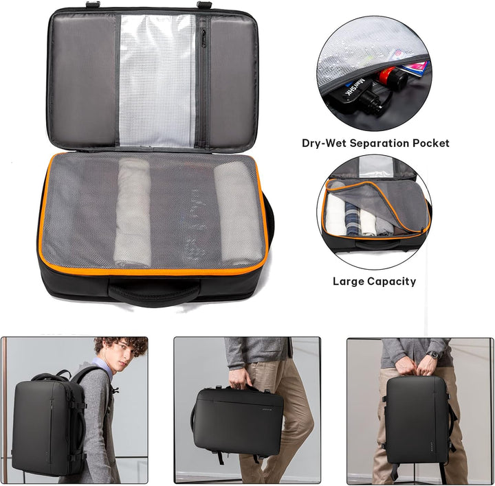 Udvidelig 26–45L vandtæt rejserygsæk med laptoprum og duffel-mulighed