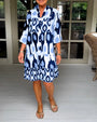 Trendy Kurzarmkleid mit abstraktem Print & lockerem Schnitt – Liora