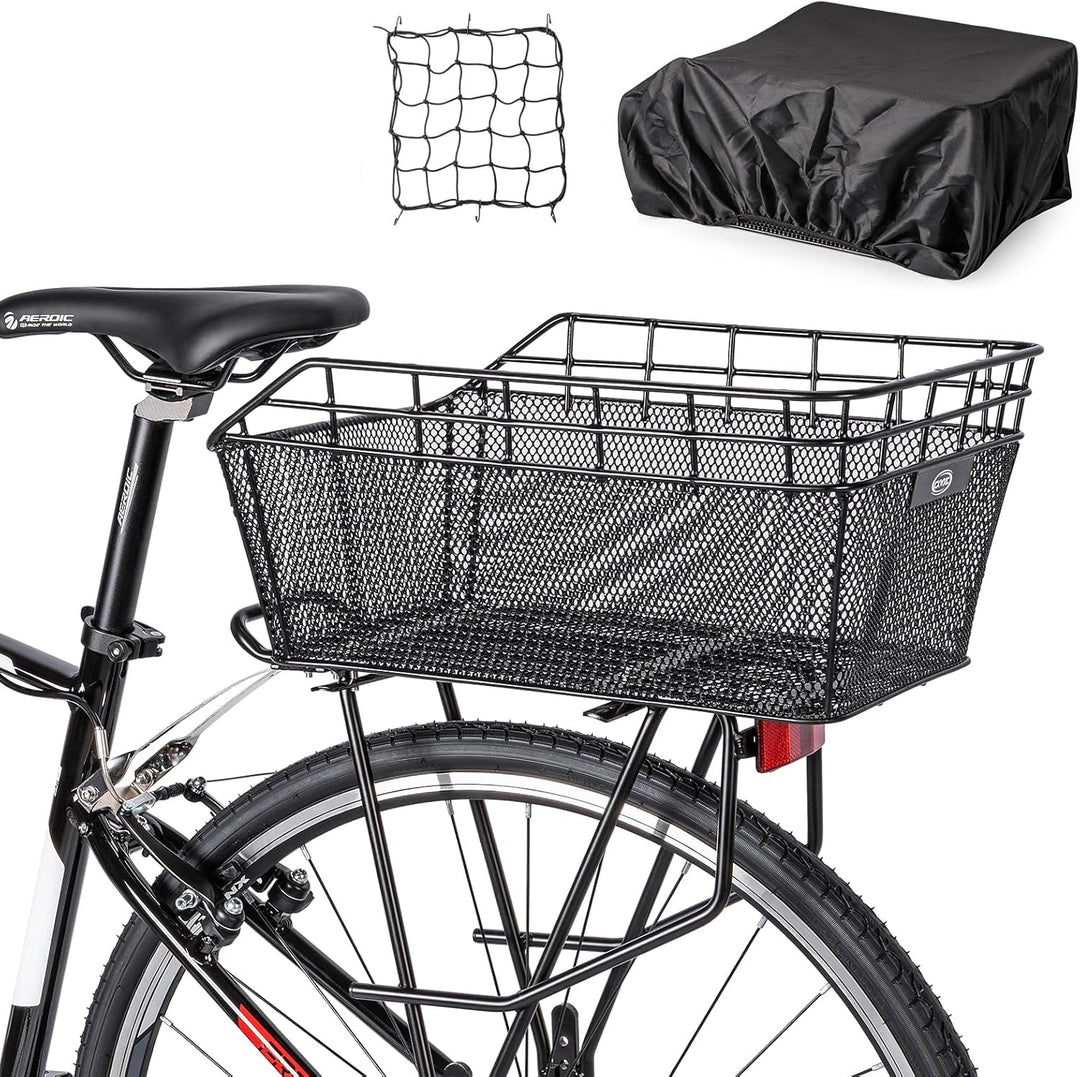 Großer hinterer Fahrradkorb mit Ladennetz & wasserdichtem Schutz – Orvian