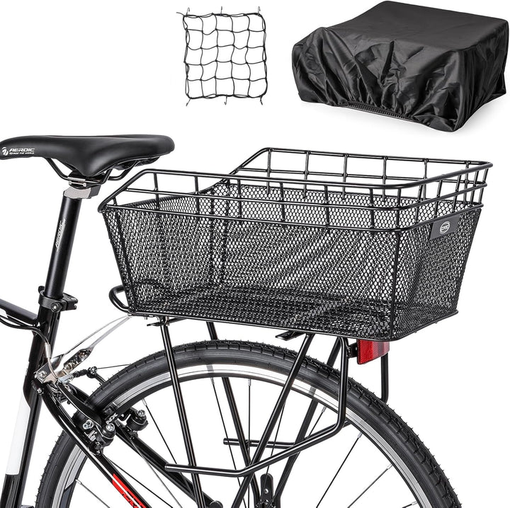 Großer hinterer Fahrradkorb mit Ladennetz & wasserdichtem Schutz – Orvian