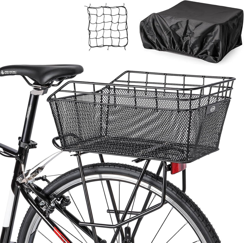 Großer hinterer Fahrradkorb mit Ladennetz & wasserdichtem Schutz – Orvian