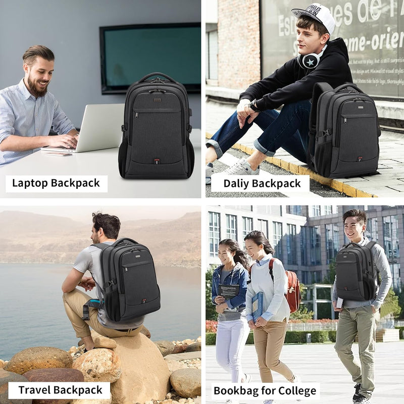 Vanntett reiselaptop-ryggsekk med USB-tilkobling og organisert oppbevaring