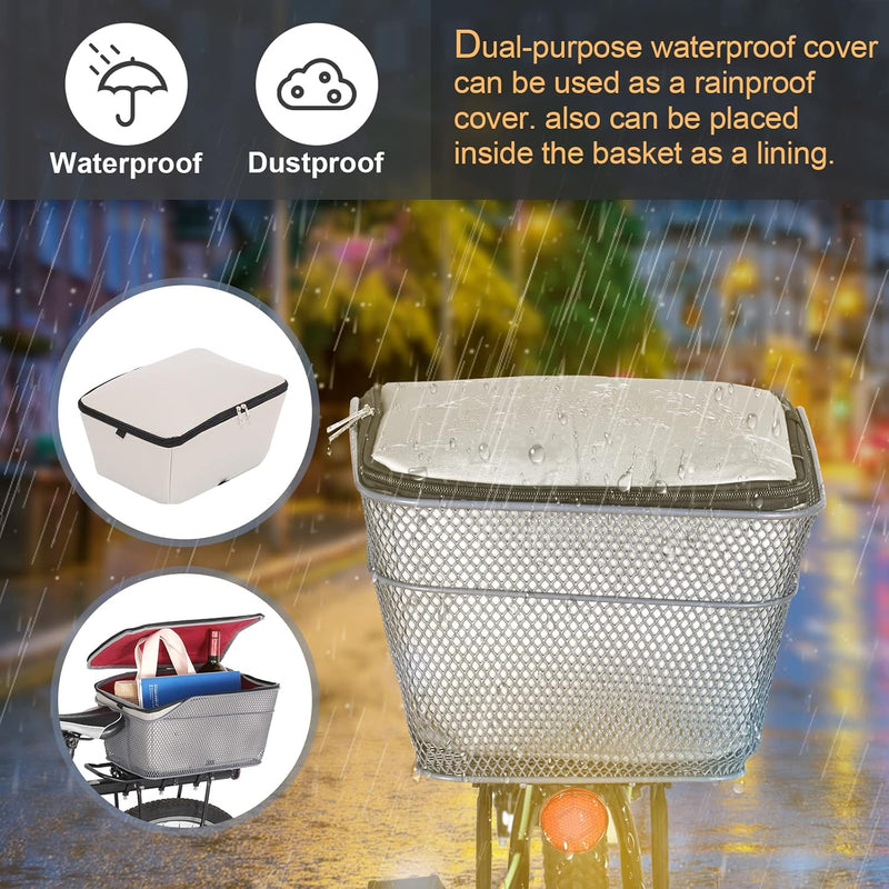 Waterproof rear bicycle basket with rainproof cover – Velora