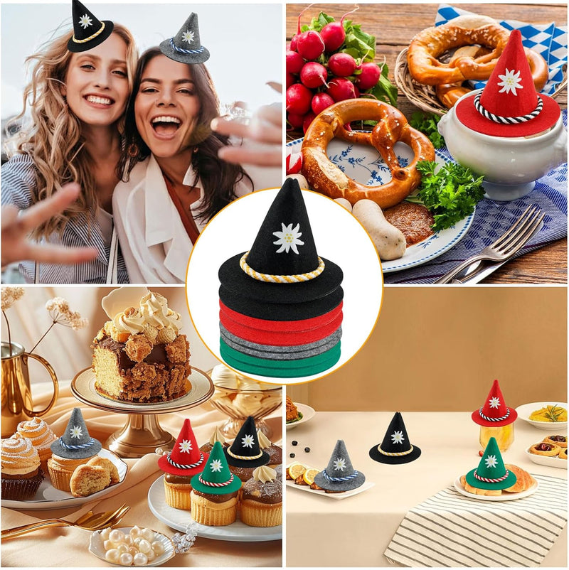 Mini traditional felt hats in a colorful 12-piece set – EdelweißGaudi Oktoberfest 2025