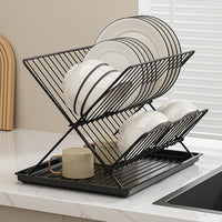 Foldable Dish Drainer – 2-Tier Kitchen Rack with Removable Tray – Kelvra