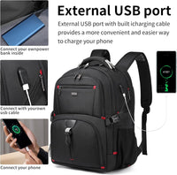 50L Waterproof Extra Large Travel Laptop Backpack with USB Port