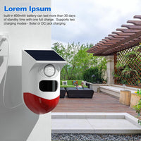 Solar-Motionsensoralarm mit 120dB Sirene und LED-Stroboskop – Feronix