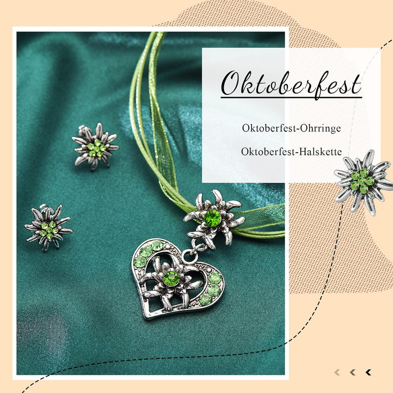 Conjunto de joyería Edelweiß con colgante de corazón – AlpenFrische Oktoberfest 2025