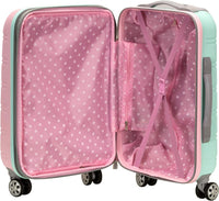 Light expandable hard shell suitcase with double spinner wheels