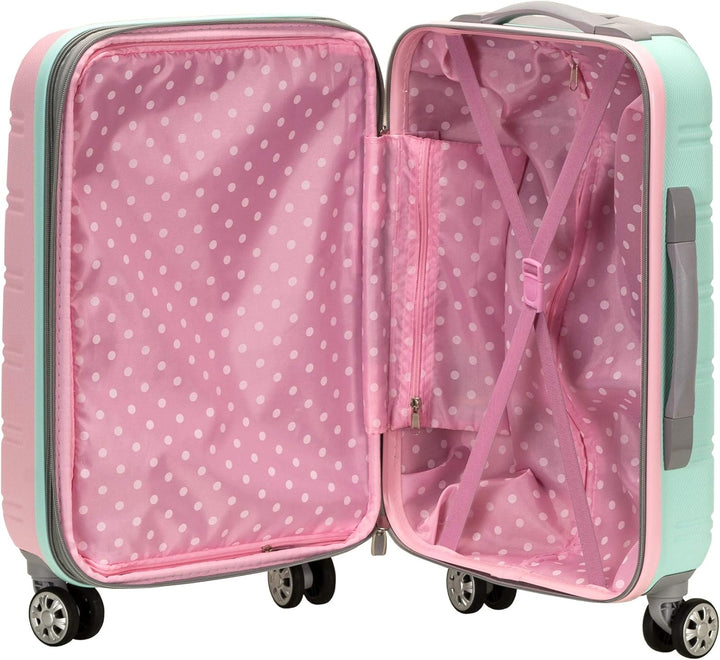 Light expandable hard shell suitcase with double spinner wheels