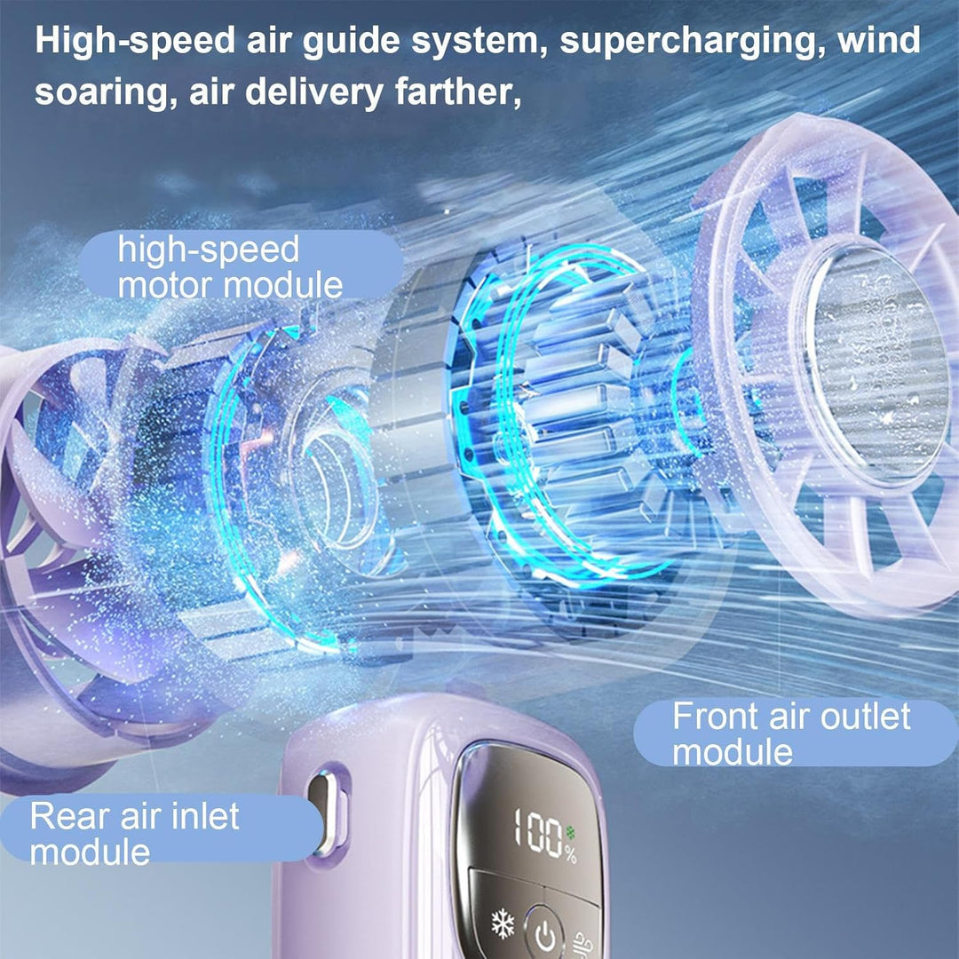 Portable Foldable Hand Fan with LED Display 100 Speeds