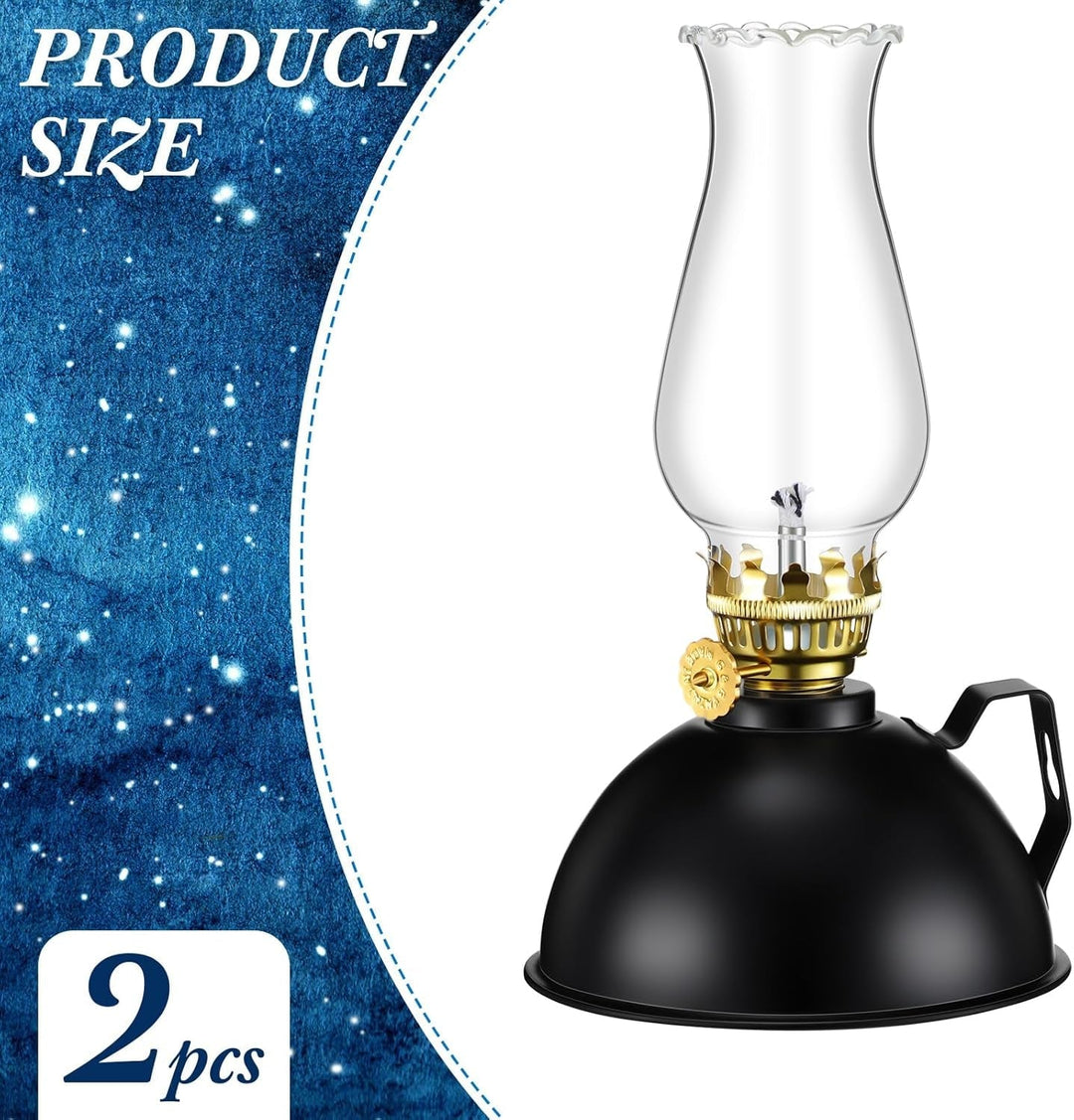 Vintage-Style Glass & Metal Oil Lamp Set of 2 – Ardin