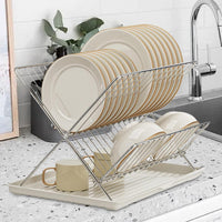 Foldable Dish Drainer – 2-Tier Kitchen Rack with Removable Tray – Kelvra