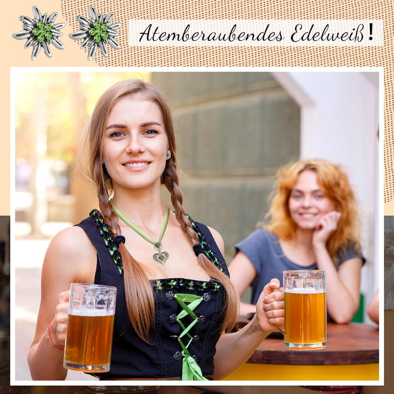 Conjunto de joyería Edelweiß con colgante de corazón – AlpenFrische Oktoberfest 2025