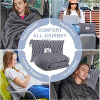 Packable Flanell-Reise-Decke mit Kissentasche und Gepäckschlitz – Trevora