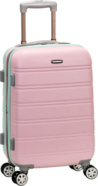 Light expandable hard shell suitcase with double spinner wheels