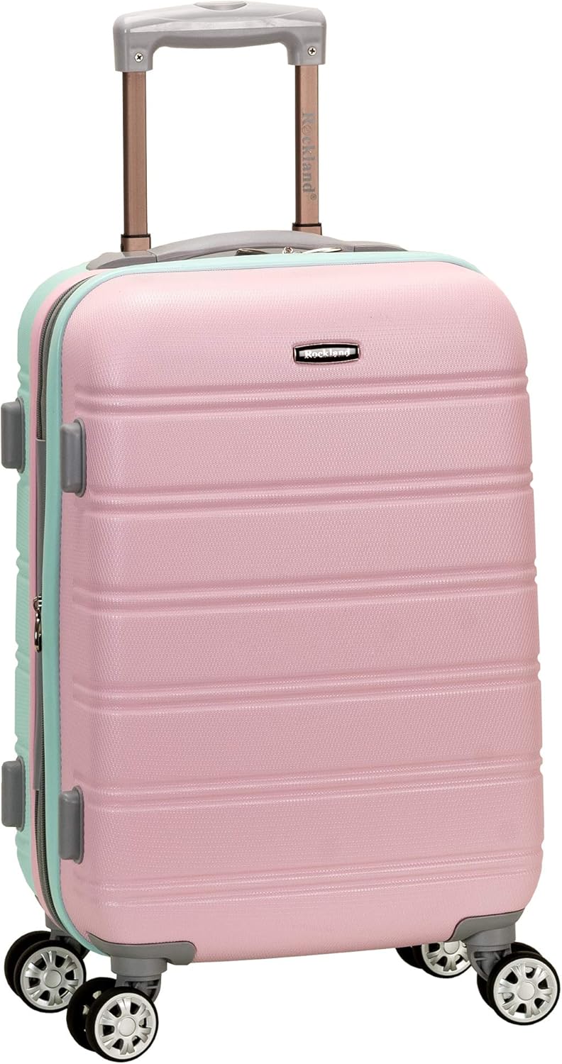 Light expandable hard shell suitcase with double spinner wheels