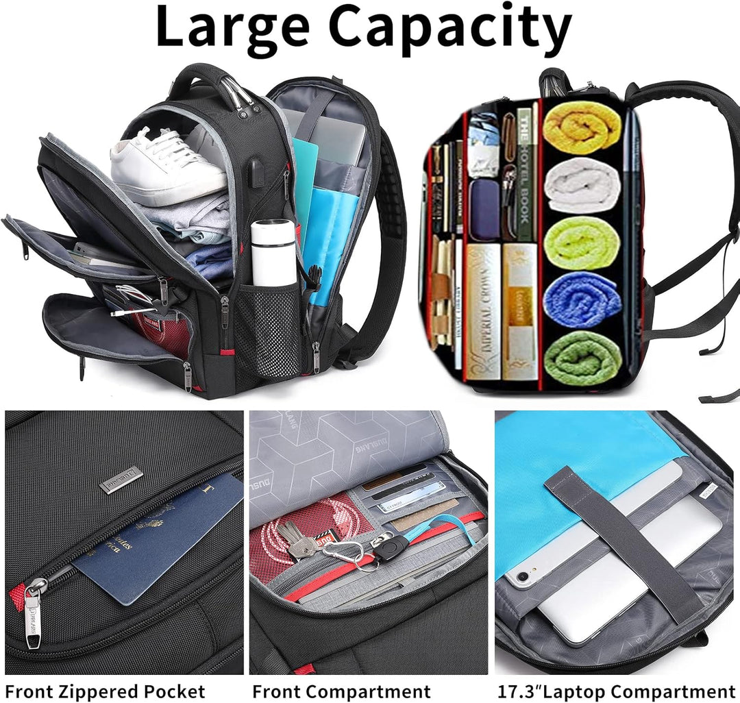 50L Waterproof Extra Large Travel Laptop Backpack with USB Port