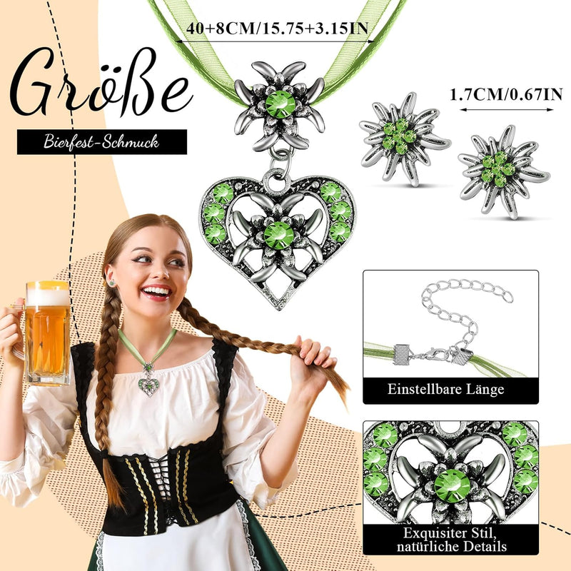 Conjunto de joyería Edelweiß con colgante de corazón – AlpenFrische Oktoberfest 2025