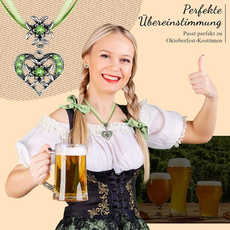 Conjunto de joyería Edelweiß con colgante de corazón – AlpenFrische Oktoberfest 2025